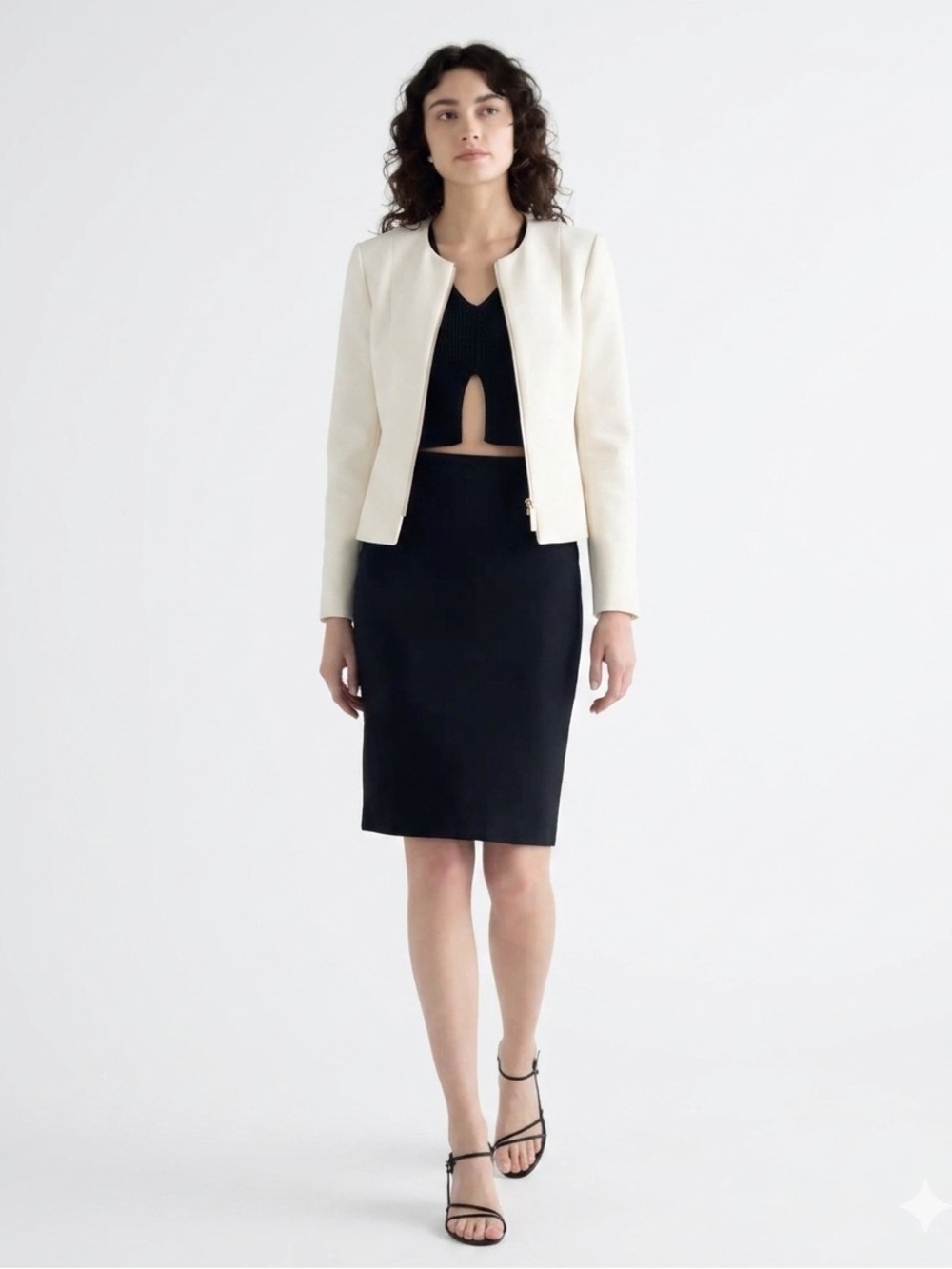 Ted Baker London Ivory Cropped Collarless Blazer — Size 2 (US 6)